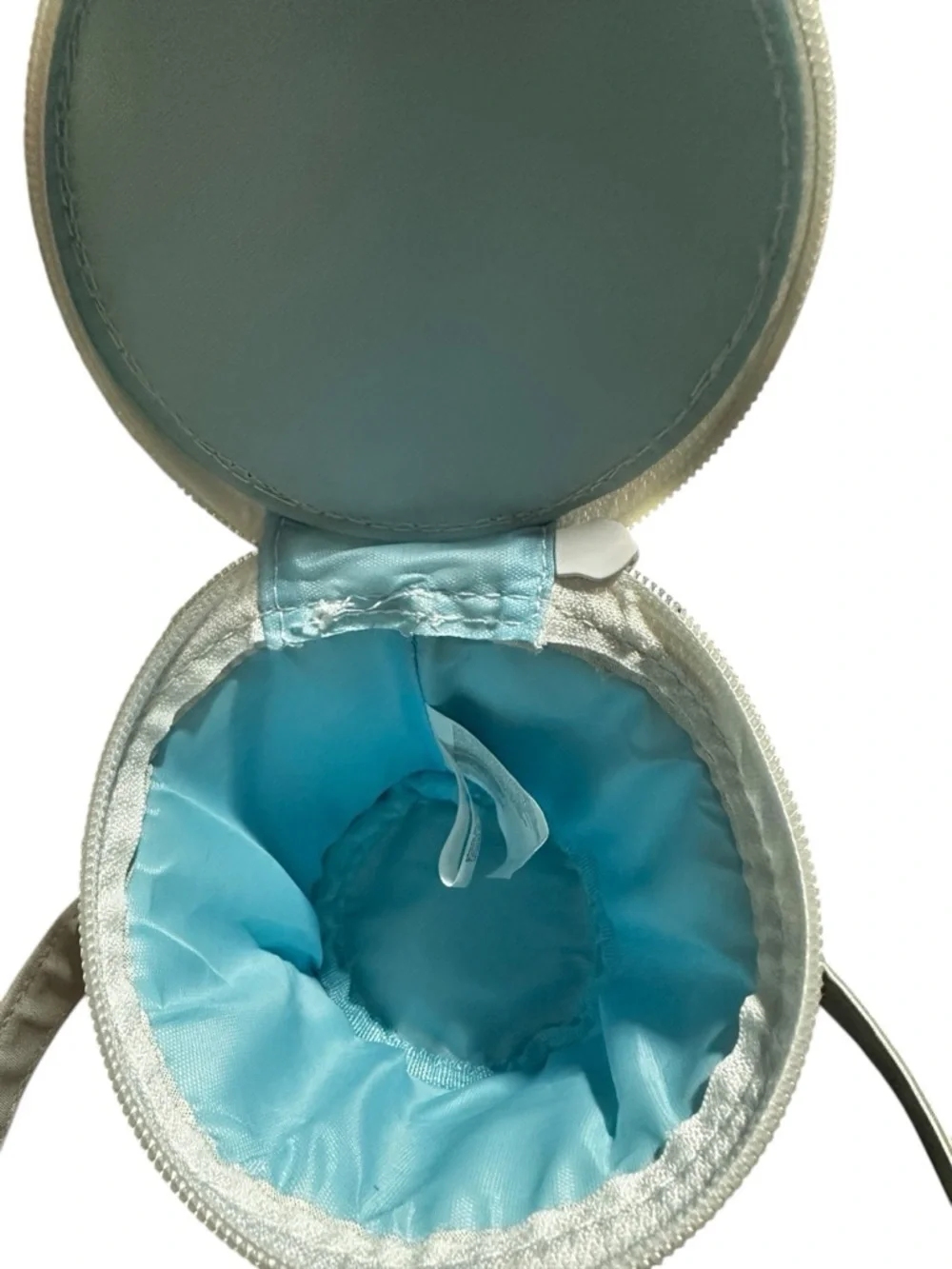 Claire’s Boba Tea Bag, zip closure Blue and iridescent white NWT